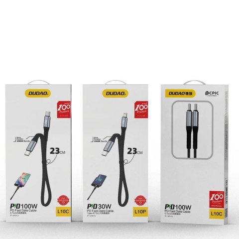 Kabel Dudao L10C USB-C - USB-C PD 100W 5A 0,23m - czarny