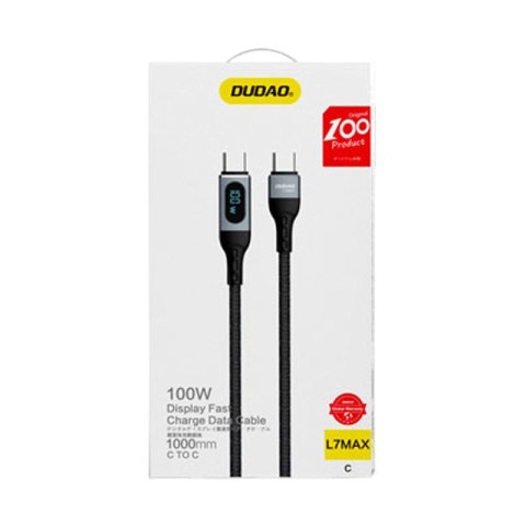 Kabel Dudao L7MaxC USB-C - USB-C PD 100W 1m z wyświetlaczem - czarny