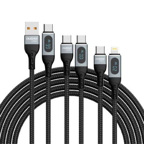 Kabel Dudao L7MaxC USB-C - USB-C PD 100W 1m z wyświetlaczem - czarny