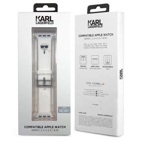Pasek Karl Lagerfeld Silicone Karl Heads na Apple Watch 38 / 40 / 41 mm - biały Pasek Karl Lagerfeld Silicone Karl Heads na Apple Watch 38 / 40 / 41 mm - biały