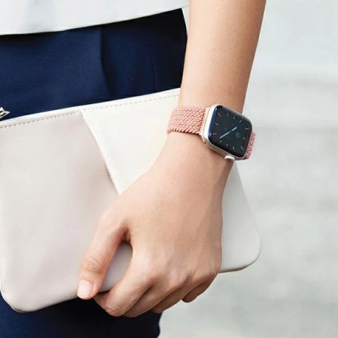 Pasek UNIQ Aspen Braided na Apple Watch 1/2/3/4/5/6/7/8/SE/SE2 44/42/45mm - różowy