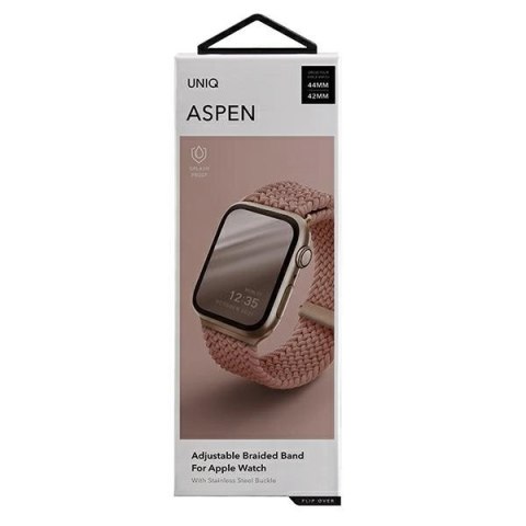 Pasek UNIQ Aspen Braided na Apple Watch 1/2/3/4/5/6/7/8/SE/SE2 44/42/45mm - różowy