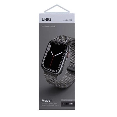 Pasek UNIQ Aspen Braided na Apple Watch 1/2/3/4/5/6/7/8/SE/SE2 44/42/45mm - szary