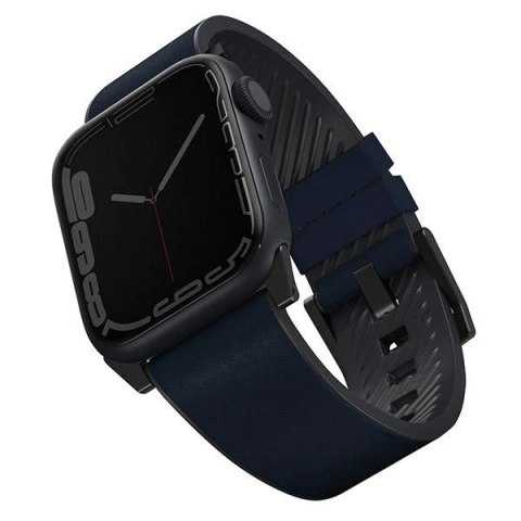 Pasek UNIQ Straden Leather Hybrid Strap na Apple Watch 1/2/3/4/5/6/7/8/SE/SE2/Ultra 42/44/45/49mm - niebieski