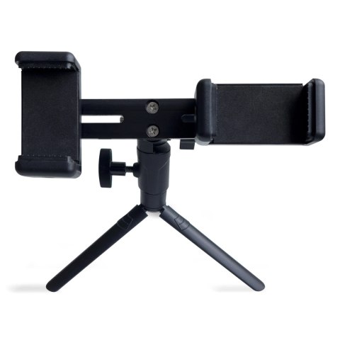 Podwójny regulowany uchwyt na smartfony z tripodem czarny (E-type live dual camera) Podwójny regulowany uchwyt na smartfony z tripodem czarny (E-type live dual camera)