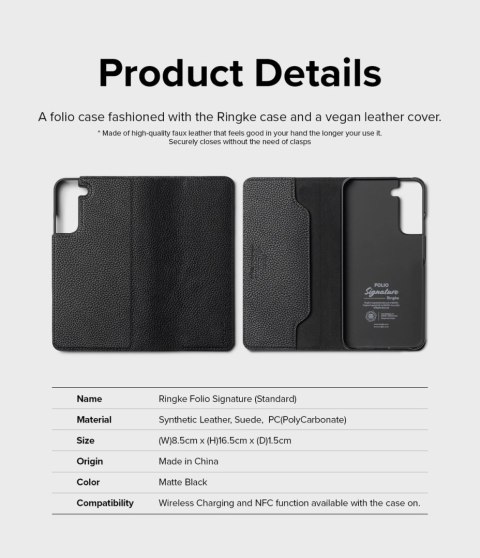 Ringke Folio Signature skórzane etui z klapką do Samsung Galaxy S22+ (S22 Plus) czarny (FSS118R262) Ringke Folio Signature skórzane etui z klapką do Samsung Galaxy S22+ (S22 Plus) czarny (FSS118R262)