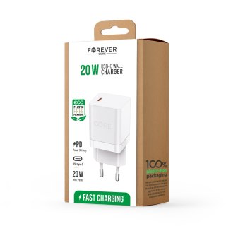 Forever CORE ładowarka sieciowa PD SMART 1x USB-C 20W biała