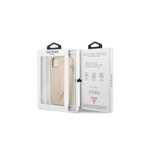 Guess nakładka do iPhone 13 6,1" GUHCP13MPSATLE beżowa hard case Saffiano Triangle Logo Guess nakładka do iPhone 13 6,1" GUHCP13MPSATLE beżowa hard case Saffiano Triangle Logo