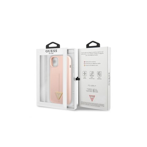 Guess nakładka do iPhone 13 6,1" GUHCP13MSLTGP różowa hard case Silicone Triangle Logo