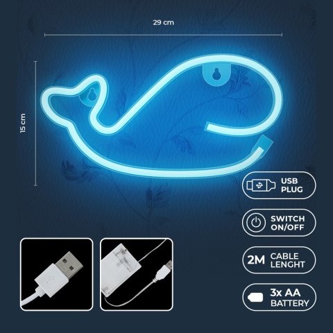 Neon LED WIELORYB niebieski Bat + USB FLNE19 Forever Light Neon LED WIELORYB niebieski Bat + USB FLNE19 Forever Light