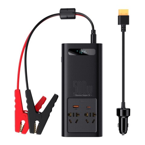 Baseus samochodowa przetwornica inwerter prądu 150W 12V / 500W 220V (wtyczka EU i CN) czarny (CGNB000101) Baseus samochodowa przetwornica inwerter prądu 150W 12V / 500W 220V (wtyczka EU i CN) czarny (CGNB000101)