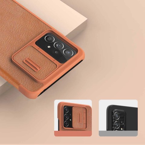 Nillkin Qin skórzana kabura etui Samsung Galaxy A73 brązowy Nillkin Qin skórzana kabura etui Samsung Galaxy A73 brązowy