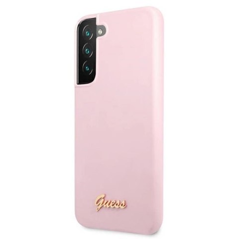 Etui Guess Silicone Script Metal Logo na Samsung Galaxy S22+ - lawendowe