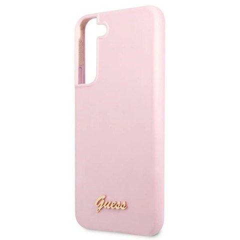 Etui Guess Silicone Script Metal Logo na Samsung Galaxy S22+ - lawendowe