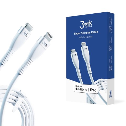 Kabel 3mk Hyper Silicone Cable USB-C / Lightning 20W 3A - biały Kabel 3mk Hyper Silicone Cable USB-C / Lightning 20W 3A - biały