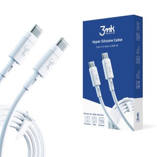 Kabel 3mk Hyper Silicone Cable USB-C / USB-C 60W 3A - biały