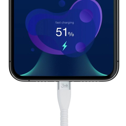 Kabel 3mk Hyper Silicone Cable USB-C / USB-C 60W 3A - biały Kabel 3mk Hyper Silicone Cable USB-C / USB-C 60W 3A - biały