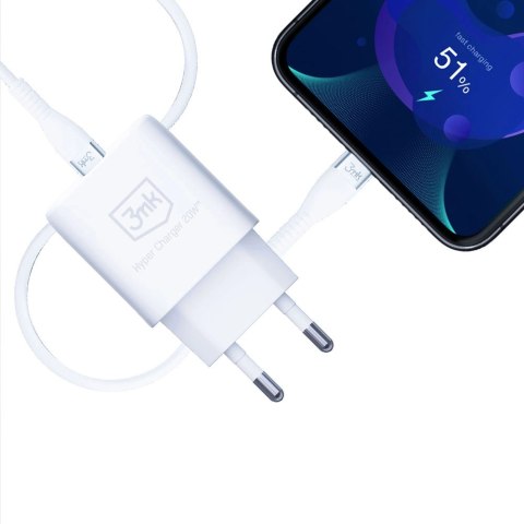 Ładowarka sieciowa 3mk Hyper Charger 20W USB-C USB-A - biała Ładowarka sieciowa 3mk Hyper Charger 20W USB-C USB-A - biała