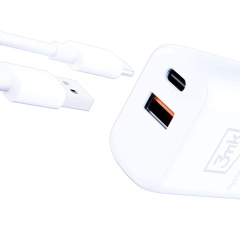 Ładowarka sieciowa 3mk Hyper Charger 20W USB-C USB-A - biała Ładowarka sieciowa 3mk Hyper Charger 20W USB-C USB-A - biała