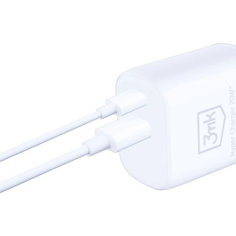 Ładowarka sieciowa 3mk Hyper Charger 20W USB-C USB-A - biała Ładowarka sieciowa 3mk Hyper Charger 20W USB-C USB-A - biała
