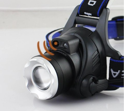 Latarka czołowa lampa lampka T6 czołówka na głowę z bezdotykowym włącznikiem LED Zoom ładowana przez micro USB czarny Latarka czołowa lampa lampka T6 czołówka na głowę z bezdotykowym włącznikiem LED Zoom ładowana przez micro USB czarny