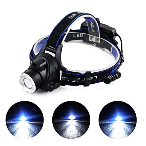 Latarka czołowa lampa lampka T6 czołówka na głowę z bezdotykowym włącznikiem LED Zoom ładowana przez micro USB czarny Latarka czołowa lampa lampka T6 czołówka na głowę z bezdotykowym włącznikiem LED Zoom ładowana przez micro USB czarny