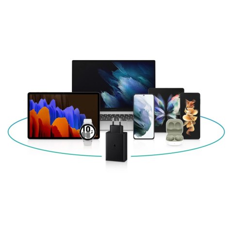Samsung ładowarka sieciowa 2x USB Typ C / USB PPS, Power Delivery PD 65W, QC 3.0, AFC, FCP czarny (EP-T6530NBEGEU)