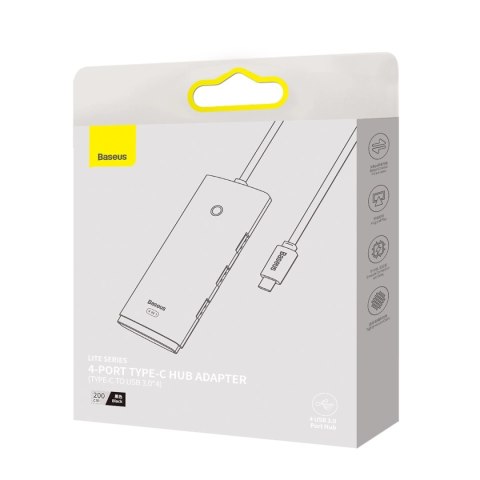 Baseus Lite Series przejściówka HUB USB Typ C - 4x USB 3.0 2m czarny (WKQX030501)