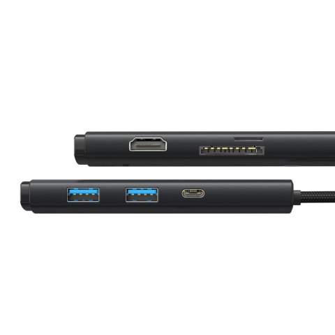 Baseus Lite Series wielofunkcyjny HUB USB Typ C - 2 x USB 3.0 / USB Typ C PD / HDMI 1,4 / SD/TF czarny (WKQX050101) Baseus Lite Series wielofunkcyjny HUB USB Typ C - 2 x USB 3.0 / USB Typ C PD / HDMI 1,4 / SD/TF czarny (WKQX050101)