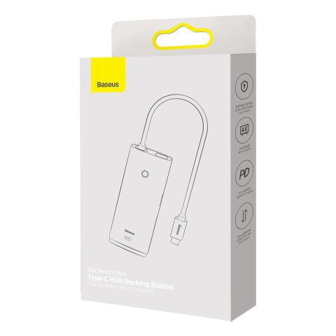 Baseus Lite Series wielofunkcyjny HUB USB Typ C - 2 x USB 3.0 / USB Typ C PD / HDMI 1,4 / SD/TF czarny (WKQX050101) Baseus Lite Series wielofunkcyjny HUB USB Typ C - 2 x USB 3.0 / USB Typ C PD / HDMI 1,4 / SD/TF czarny (WKQX050101)