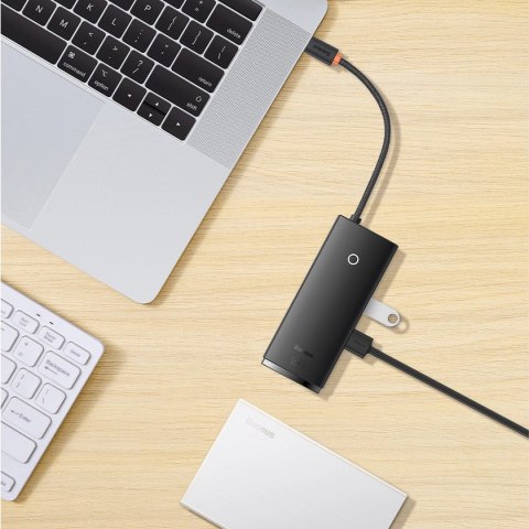 Baseus Lite Series wielofunkcyjny HUB USB Typ C - 2 x USB 3.0 / USB Typ C PD / HDMI 1,4 / SD/TF czarny (WKQX050101) Baseus Lite Series wielofunkcyjny HUB USB Typ C - 2 x USB 3.0 / USB Typ C PD / HDMI 1,4 / SD/TF czarny (WKQX050101)