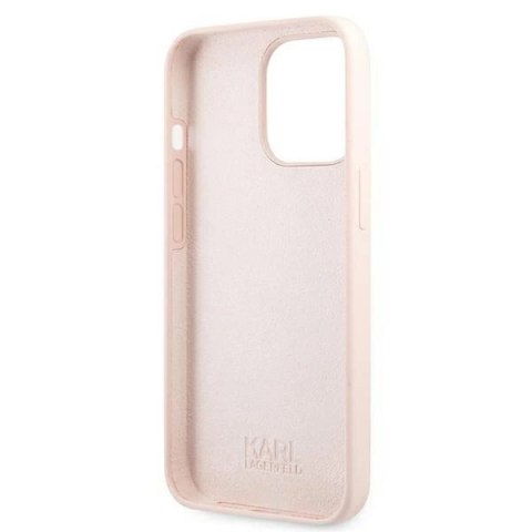 Etui Karl Lagerfeld Silicone Ikonik Karl&Choupette MagSafe na iPhone 13 Pro Max - jasnoróżowe