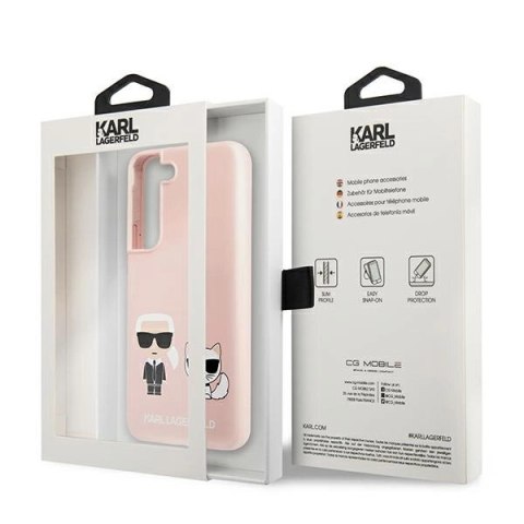 Etui Karl Lagerfeld Silicone Ikonik Karl&Choupette na Samsung Galaxy S22+ - jasnoróżowe Etui Karl Lagerfeld Silicone Ikonik Karl&Choupette na Samsung Galaxy S22+ - jasnoróżowe