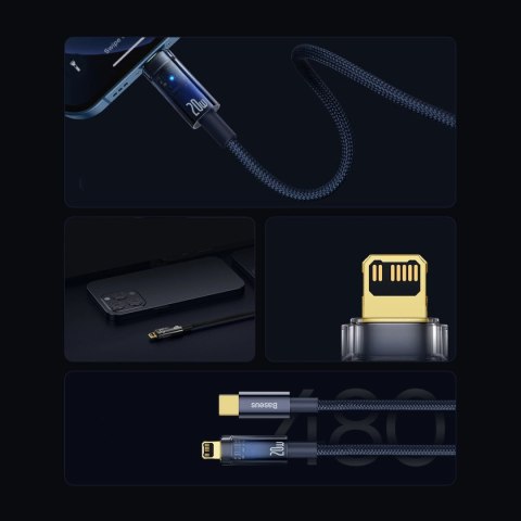 Kabel Baseus CATS000003 Lightning - USB-C 20W 480Mb/s 1m - niebieski Kabel Baseus CATS000003 Lightning - USB-C 20W 480Mb/s 1m - niebieski
