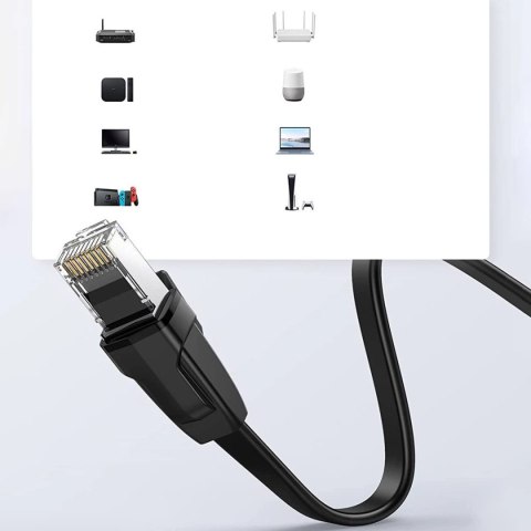 Kabel Ugreen NW102 50177 płaski sieciowy LAN Ethernet Cat. 6 8m - czarny Kabel Ugreen NW102 50177 płaski sieciowy LAN Ethernet Cat. 6 8m - czarny