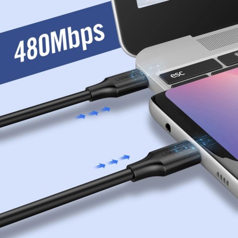 Kabel Ugreen US286 USB-C - USB-C PD QC 3A 480Mb/s 2m - czarny Kabel Ugreen US286 USB-C - USB-C PD QC 3A 480Mb/s 2m - czarny
