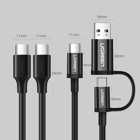 Kabel Ugreen US286 USB-C - USB-C PD QC 3A 480Mb/s 2m - czarny Kabel Ugreen US286 USB-C - USB-C PD QC 3A 480Mb/s 2m - czarny