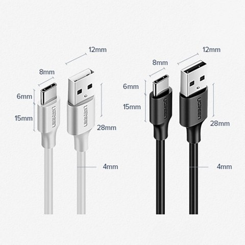 Kabel Ugreen US287 60114 USB-A / USB-C 3A 0.25m - czarny Kabel Ugreen US287 60114 USB-A / USB-C 3A 0.25m - czarny
