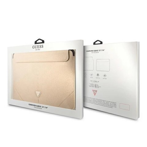 Pokrowiec Guess Saffiano Triangle Logo na laptopa 14'' - beżowy Pokrowiec Guess Saffiano Triangle Logo na laptopa 14'' - beżowy