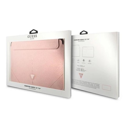 Pokrowiec Guess Saffiano Triangle Logo na laptopa 14" - różowy Pokrowiec Guess Saffiano Triangle Logo na laptopa 14" - różowy