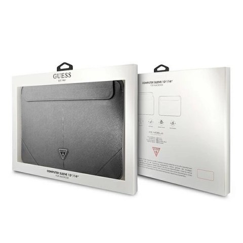 Pokrowiec Guess Saffiano Triangle Logo na laptopa 14'' - srebrny Pokrowiec Guess Saffiano Triangle Logo na laptopa 14'' - srebrny