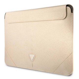 Pokrowiec Guess Saffiano Triangle Logo na laptopa 16'' - beżowy