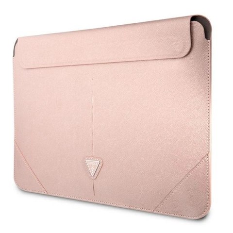 Pokrowiec Guess Saffiano Triangle Logo na laptopa 16'' - różowy
