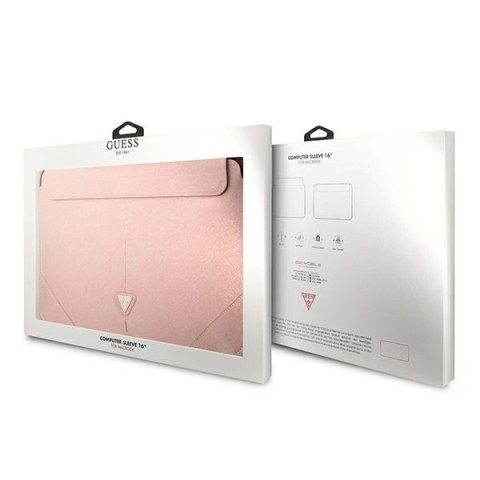 Pokrowiec Guess Saffiano Triangle Logo na laptopa 16'' - różowy
