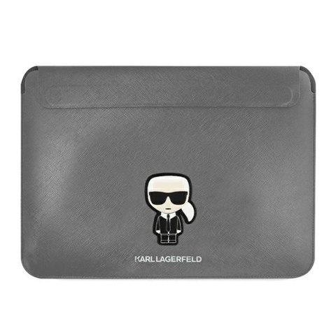 Pokrowiec Karl Lagerfeld Saffiano Ikonik Karl na laptopa 13-14'' - srebrny Pokrowiec Karl Lagerfeld Saffiano Ikonik Karl na laptopa 13-14'' - srebrny