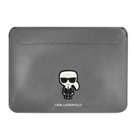 Pokrowiec Karl Lagerfeld Saffiano Ikonik Karl na laptopa 16'' - srebrny Pokrowiec Karl Lagerfeld Saffiano Ikonik Karl na laptopa 16'' - srebrny