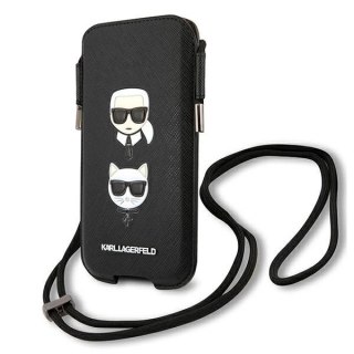 Torebka Karl Lagerfeld Saffiano Ikonik Karl&Choupette Head 6.7'' - czarna