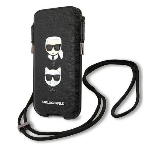 Torebka Karl Lagerfeld Saffiano Ikonik Karl&Choupette Head 6.7'' - czarna Torebka Karl Lagerfeld Saffiano Ikonik Karl&Choupette Head 6.7'' - czarna