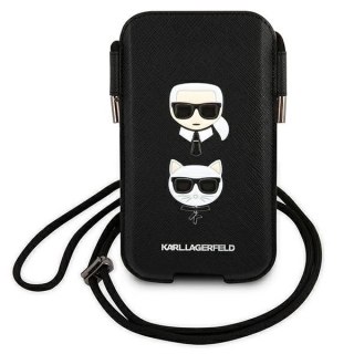 Torebka Karl Lagerfeld Saffiano Ikonik Karl&Choupette Head 6.7'' - czarna