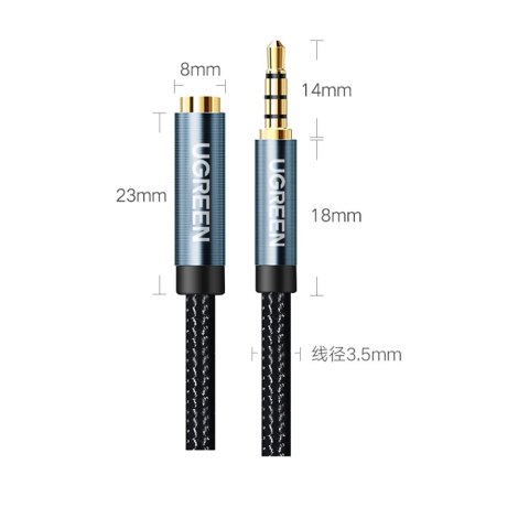 Ugreen adapter przejściówka mini jack 3,5mm 1m niebieski (AV118) Ugreen adapter przejściówka mini jack 3,5mm 1m niebieski (AV118)